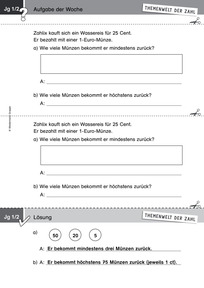 Produktabbildung zu Themenwelt der Zahl: Aufgabe der Woche 17/2017 - Größen und Messen: Sachrechnen mit Geld (Klasse 1/2)