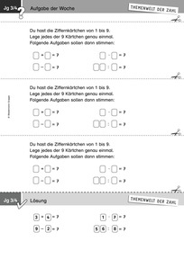 Produktabbildung zu Themenwelt der Zahl: Aufgabe der Woche 24/2018 - Zahlen und Operationen: Ziffernkarten passend in Gleichungen einsetzen (alle Rechenoperationen)