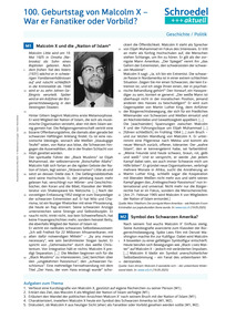 Produktabbildung zu 100. Geburtstag von Malcolm X - War er Fanatiker oder Vorbild? - - Geschichte / Politik ab Klasse 10