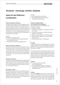 Vocabular Kopiervorlagen Verkehr: Spielvorschläge