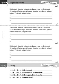 Produktabbildung zu Themenwelt der Zahl: Aufgabe der Woche 19/2018 - Zahlen und Operationen: Sachaufgabe zum Kombinieren (Addieren bis 20)
