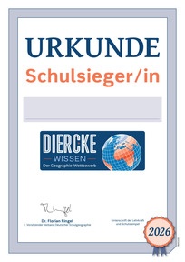 Produktabbildung zu Urkunde: Schulsieger/-in (1. Platz) - Diercke WISSEN 2026