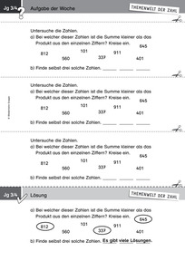 Produktabbildung zu Themenwelt der Zahl: Aufgabe der Woche 08/2017 - Zahlen und Operationen: Zahleigenschaften (Klasse 3/4)