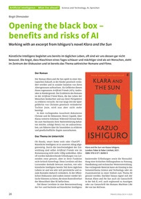 Produktabbildung zu Opening the black box - benefits and risks of AI - Working with an excerpt from Ishiguro’s novel Klara and the Sun