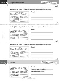 Produktabbildung zu Themenwelt der Zahl: Aufgabe der Woche 06/2018 - Zahlen und Operationen: Rechenregel erkennen, beschreiben und anwenden (Klasse 3/4)