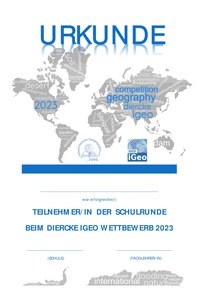 Produktabbildung zu Urkunde Teilnahme am Wettbewerb - Diercke iGeo 2023