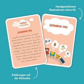 Verständliche Erklärungen auf der Rückseite unterstützen bei den eingänglichen Achtsamkeitsübungen.