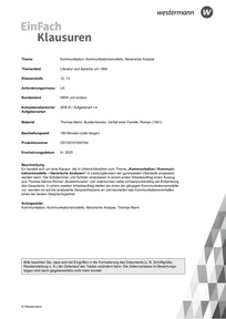 Produktabbildung zu Kommunikation, Kommunikationsmodelle, literarische Analyse | Literatur und Sprache um 1900 - Thomas Mann: Buddenbrooks. Verfall einer Familie. Roman (1901)