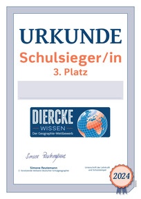 Produktabbildung zu Urkunde: Schulsieger/-in (3. Platz) - Diercke WISSEN 2024