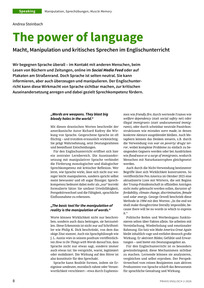 Produktabbildung zu The power of language - Macht, Manipulation und kritisches Sprechen im Englischunterricht