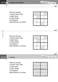 Produktabbildung zu Themenwelt der Zahl: Aufgabe der Woche 25/2017 - Muster und Strukturen: Sudoku mit geometrischen Figuren (Klasse 1/2)