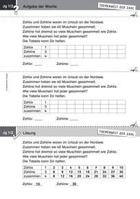 Produktabbildung zu Themenwelt der Zahl: Aufgabe der Woche 35/2017 - Zahlen und Operationen: problemhaltige Sachrechenaufgabe (Klasse 1/2)