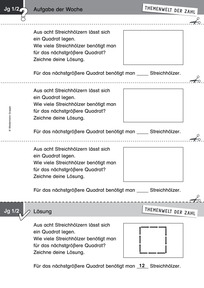 Produktabbildung zu Themenwelt der Zahl: Aufgabe der Woche 39/2017 - Raum und Form: Ebene Figuren (Legen eines Quadrats, Klasse 1/2)