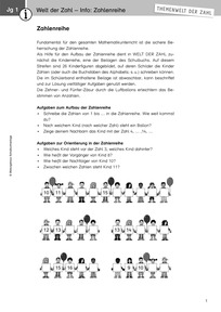 Produktabbildung zu Welt der Zahl - Info: Zahlenreihe (Klasse 1) - Fachaufsätze