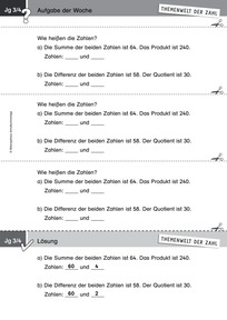 Produktabbildung zu Themenwelt der Zahl: Aufgabe der Woche 42/2016 - Zahlen und Operationen: Zahlenrätsel zu allen Rechenoperationen (Zahlenraum bis 1000)