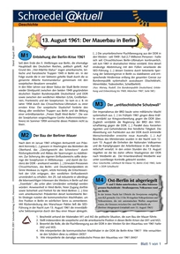 Produktabbildung zu 13. August 1961: Der Mauerbau in Berlin - - ein Arbeitsblatt zum 40. Jahrestag des Mauerbaus
