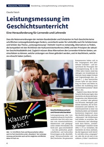 Produktabbildung zu Leistungsmessung im Geschichtsunterricht - Eine Herausforderung für Lernende und Lehrende