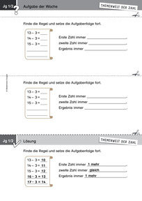 Produktabbildung zu Themenwelt der Zahl: AUfgabe der Woche 41/2018 - Zahlen und Operationen: Aufgabenfolge fortsetzen und Regel erkennen