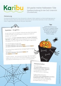 Produktabbildung zu Karibu - Halloween für den DaZ-Unterricht - Ich packe meine Halloween-Tüte - Wortschatz üben und geisterhaft gut erweitern