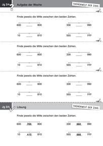 Produktabbildung zu Themenwelt der Zahl: Aufgabe der Woche 44/2018 - Zahlen und Operationen: Zahlenraum bis 1000 ? die Mitte finden