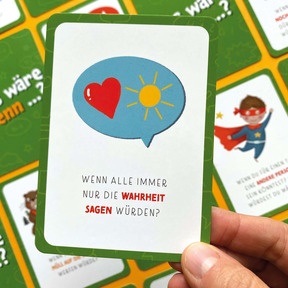 Illustrative Denkanstösse: Spannende Fragen fördern ehrliche Gespräche und Wertebildung.