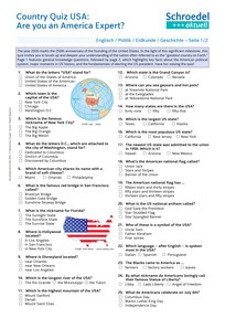 Produktabbildung zu Country Quiz USA: Are you an America Expert? - - Englisch / Politik / Erdkunde / Geschichte ab Klasse 8