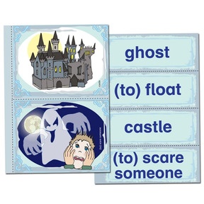 Beispiel Wortschatzkarten zu "Spooky, the funny ghost"