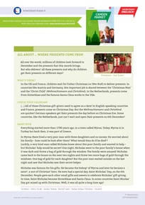Produktabbildung zu All about ... where presents come from - Arbeitsblatt zum Thema Weihnachten