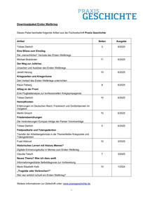 Produktabbildung zu Downloadpaket Erster Weltkrieg - Materialien für die Klassenstufen 8 bis 13
