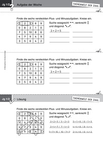 Produktabbildung zu Themenwelt der Zahl: Aufgabe der Woche 43/2016 - Zahlen und Operationen: Aufgaben im Zahlengitter finden (Addieren und Subtrahieren bis 10)
