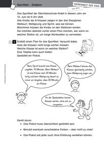 Produktabbildung zu Themenwelt der Zahl: Sportfest - Kopiervorlage "Zeitplan" - Monatsspecial Juni 2015