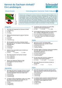 Produktabbildung zu Kennst du Sachsen-Anhalt? Ein Landesquiz - - Fächerübergreifend / Geschichte / Politik / Erdkunde ab Klasse 7