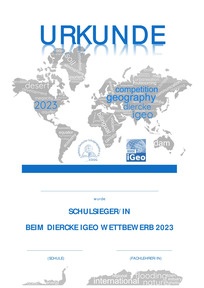 Produktabbildung zu Urkunde Schulsieg - Diercke iGeo 2023