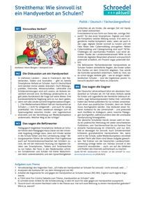 Produktabbildung zu Streitthema: Wie sinnvoll ist ein Handyverbot an Schulen? - - Politik / Deutsch / Fächerübergreifend ab Klasse 8