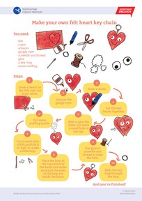 Produktabbildung zu Make your own felt heart key chain - Kopiervorlage zum Thema Basteln