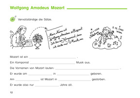 Kolibri Arbeitsheft 3/4 - Seite 12 "Wolfgang Amadeus Mozart"