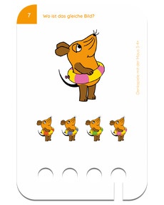 Erste Denkspiele mit der Maus 3-4+. Kartenbeispiel die Maus mit Schwimmreifen