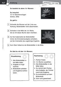 Produktabbildung zu Themenwelt der Zahl: 1x1-Blumen - Kopiervorlagen - Monatsspecial Mai 2015