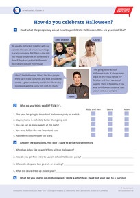 Produktabbildung zu How do you celebrate Halloween? - Englisch-Arbeitsblatt zum Thema Halloween
