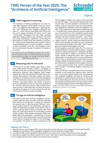 Produktabbildung zu TIME Person of the Year 2025: The "Architects of Artificial Intelligence" - - Englisch ab Klasse 10