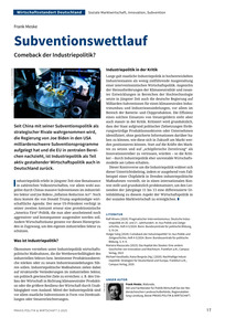 Produktabbildung zu Subventionswettlauf - Comeback der Industriepolitik?