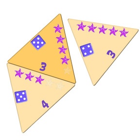 NUMERO Beispielkarten Spiel 3: Zahlen von 1 bis 5 (Ziffern, Seesterne, Würfelaugen) zuordnen.