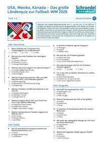 Produktabbildung zu USA, Mexiko, Kanada - Das große Länderquiz zur Fußball-WM 2026 - - Fächerübergreifend / Politik / Geschichte / Erdkunde ab Klasse 8