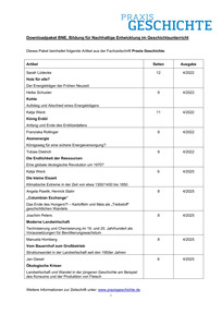 Produktabbildung zu Downloadpaket BNE, Bildung für Nachhaltige Entwicklung im Geschichtsunterricht - Materialien für die Klassenstufen 7 bis 13