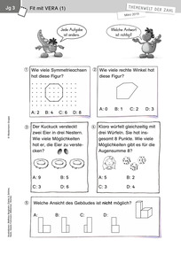 Produktabbildung zu Themenwelt der Zahl: VERA - Kopiervorlage - Monatsspecial März 2019
