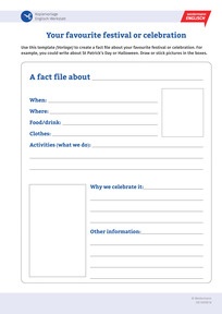 Produktabbildung zu Your favourite festival or celebration - Kopiervorlage zum Thema Feiertage