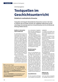 Produktabbildung zu Textquellen im Geschichtsunterricht - Didaktisch-methodische Hinweise
