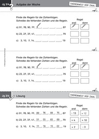 Produktabbildung zu Themenwelt der Zahl: Aufgabe der Woche 04/2015 - Addieren und Subtrahieren bis 100: Zahlenfolgen fortsetzen, Regeln finden
