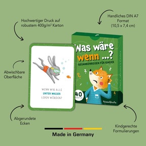 Robuster Druck, abwischbare Oberfläche und kindgerechte Formulierungen machen die Karten zum perfekten Begleiter für Alltag und Schule.