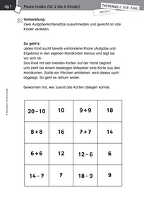 Produktabbildung zu Themenwelt der Zahl: Kleines Einspluseins - Spiele, Kopiervorlagen - Monatsspecial Mai 2014
